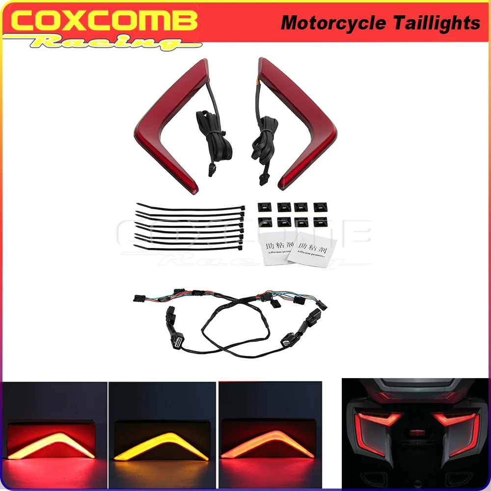 

Motorcycle Red Decorative Turn Signal LED Rear Saddlebag Accents Lights For Honda Gold Wing Tour DCT Airbag GL1800 F6B 2018-2021