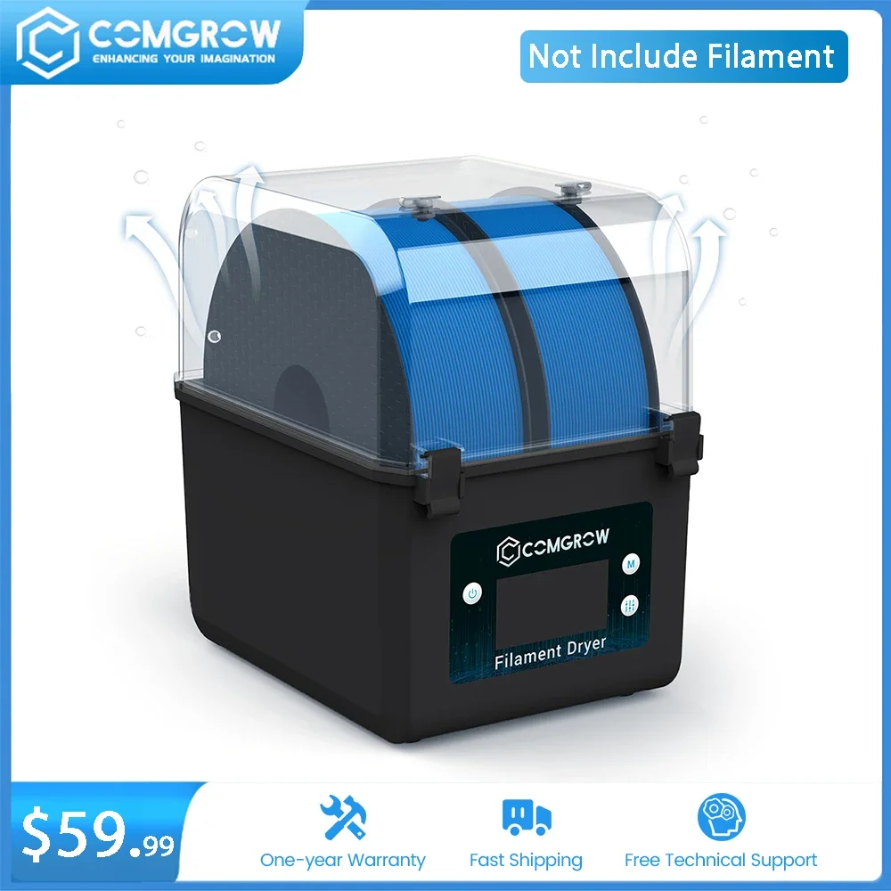 COMGROW-Caja secadora de filamentos, deshidratador de almacenamiento para piezas de impresora 3D, PLA,ABS,PETG,TPU, seguridad de nailon, resistente