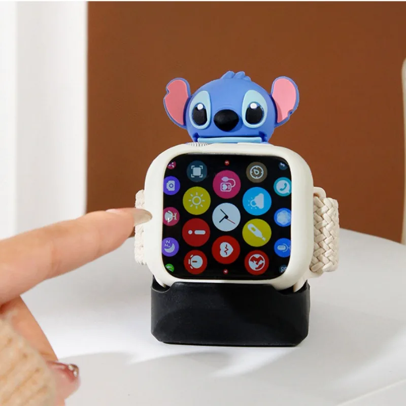 Stitch Disney Charger Stand Cartoon Desktop Holder for Apple Watch 8 7 6 5 4 IWatch 3 2 1 SE Soft Silicone Cute Charging Base