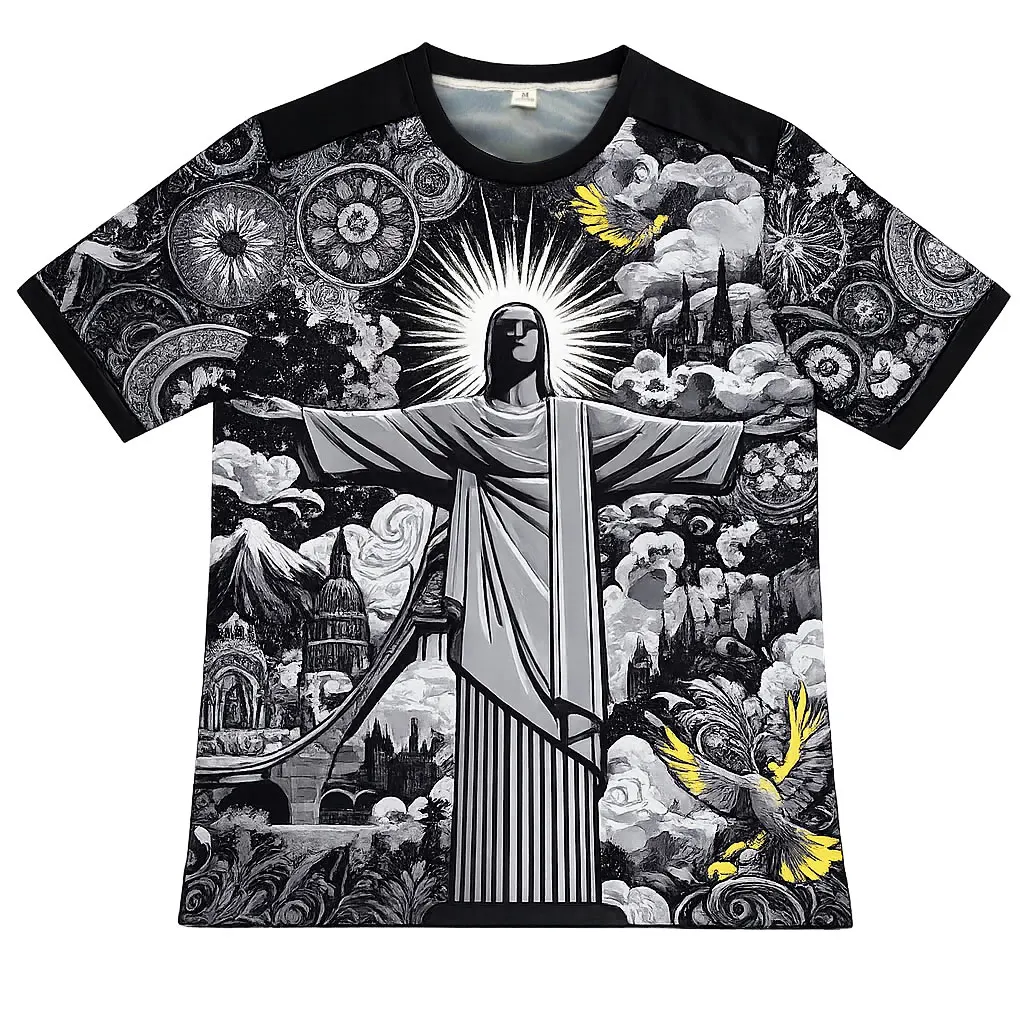 Camiseta Deportiva con Gráfico de Jesús de Brasil, para Hombre y Mujer, Estilo Urbano, Talla Grande, para Entrenamiento de Verano