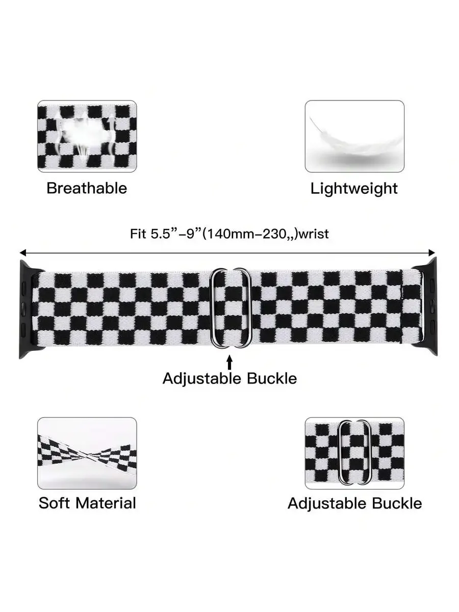 

Elastic Nylon Watch Band Strap Fits 38mm, 40mm, 41mm, 42mm, 44mm, 49mm, Adjustable Soft Stretch Band Compatible With SE, Ultra