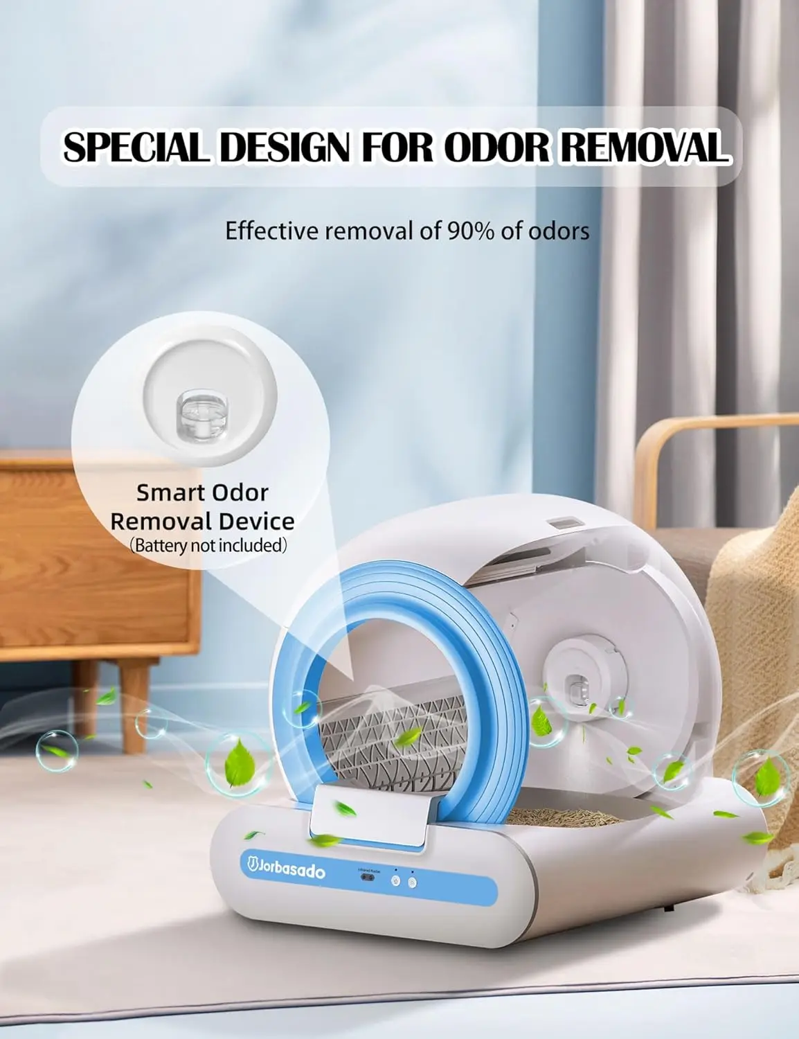 Self Cleaning Litter Box Automatic Cat Litter Box Self Cleaning 65L+9L with APP Control Odor Removal Device Smart Cat Litter Box