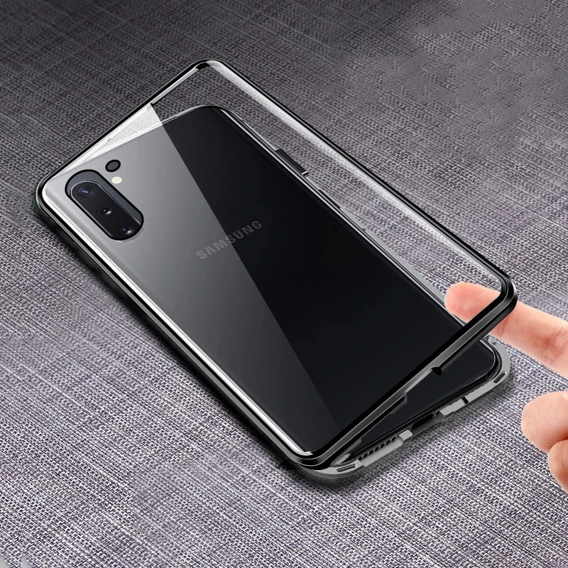 Double Sided Glass Cover  Magnetic Metal Case For Samsung Galaxy S23 S22 S21 S20 S10Plus Note 20 22Ultra S20FE A51 A71 A14 A53