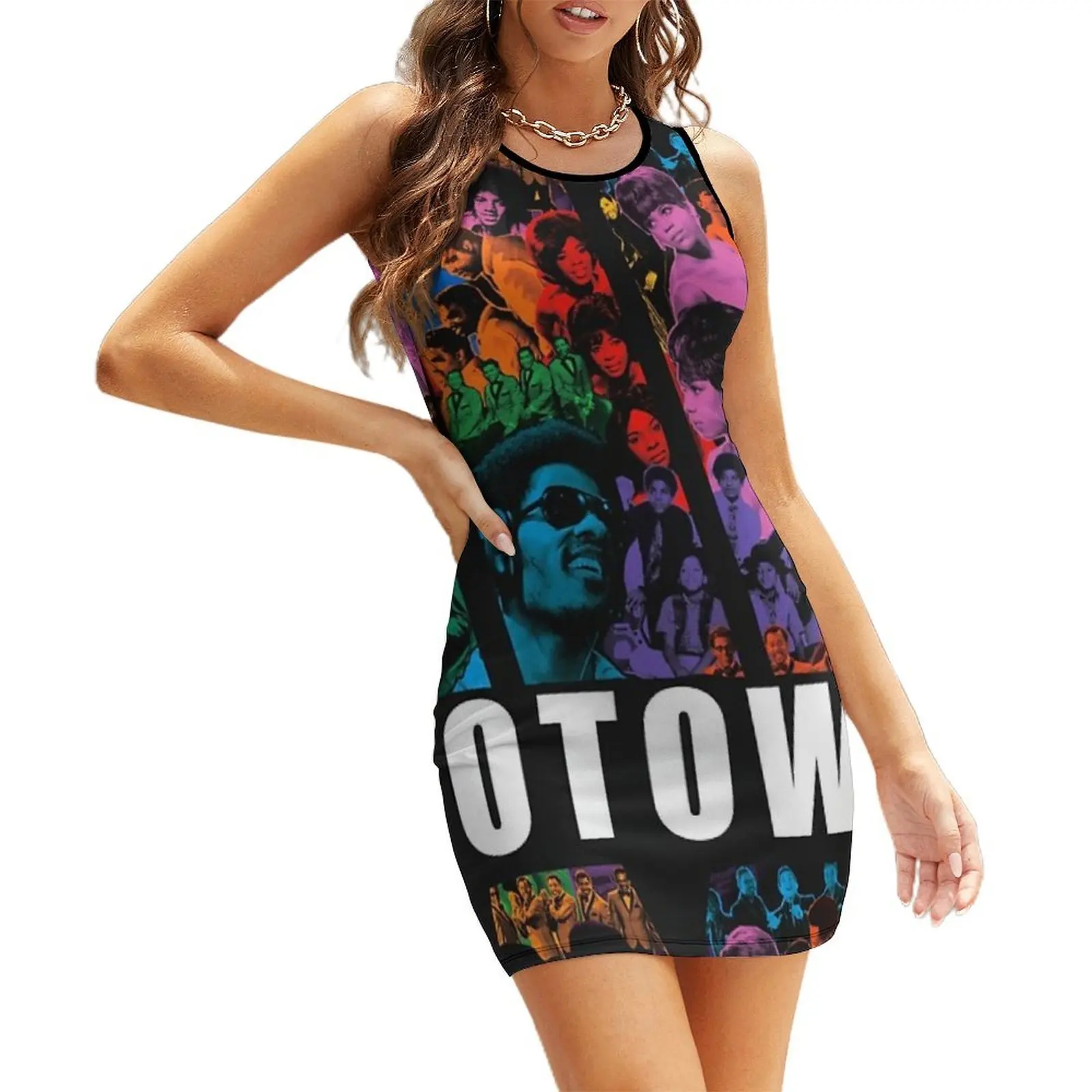 

Tamla Soul Motown Collective Sixties Seventies vintage record label collage pop art Sleeveless Sundress