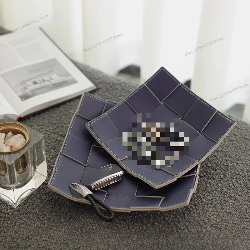 For Two Tone Leather Tray Creative Home Coffee Table Storage Tray Makeup Decoration Storage