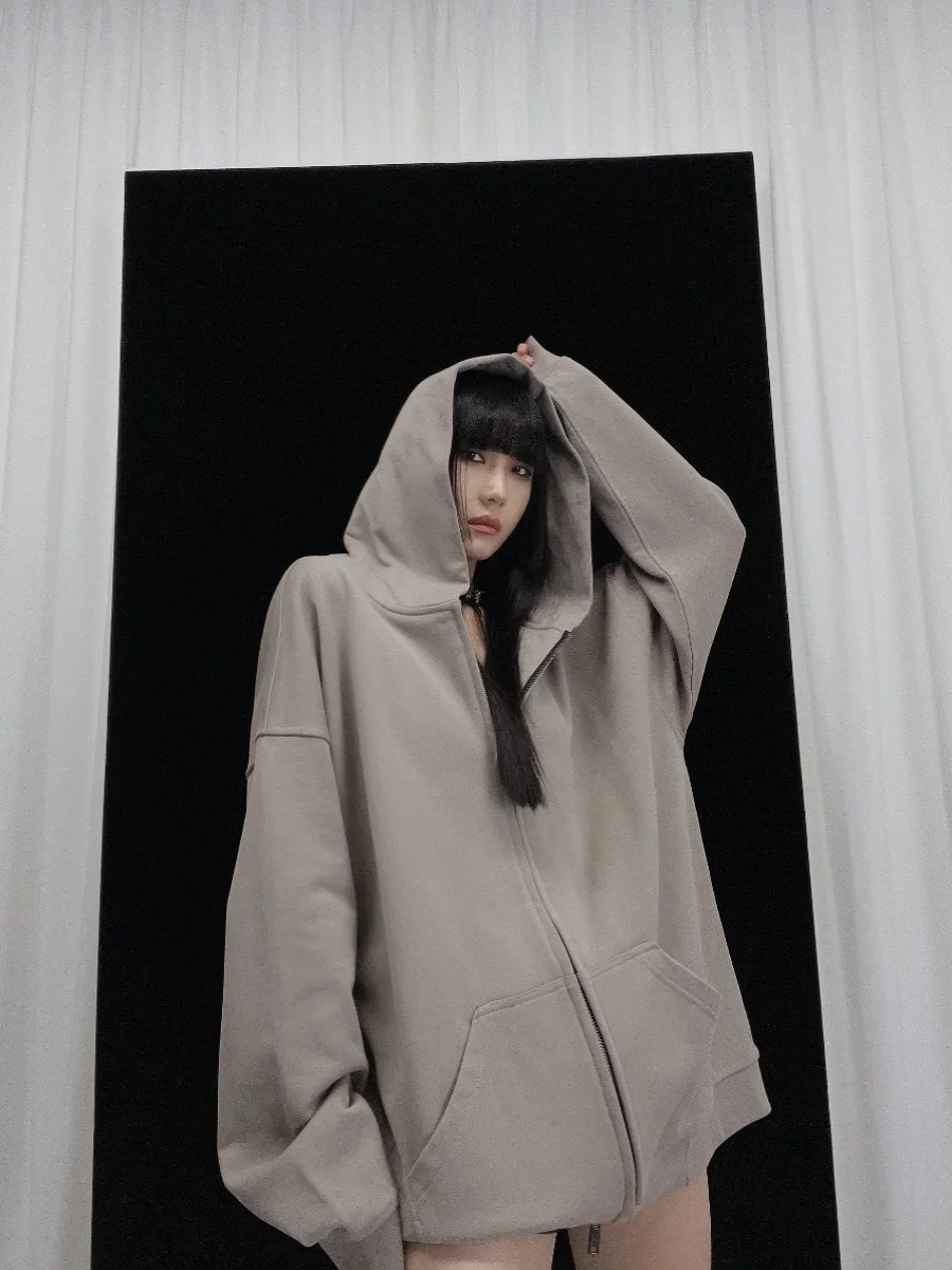 

Оверсайз худи-куртка в уличном стиле, свободная, для пар, из хлопка, весна 2024, повседневная, удобная толстовка