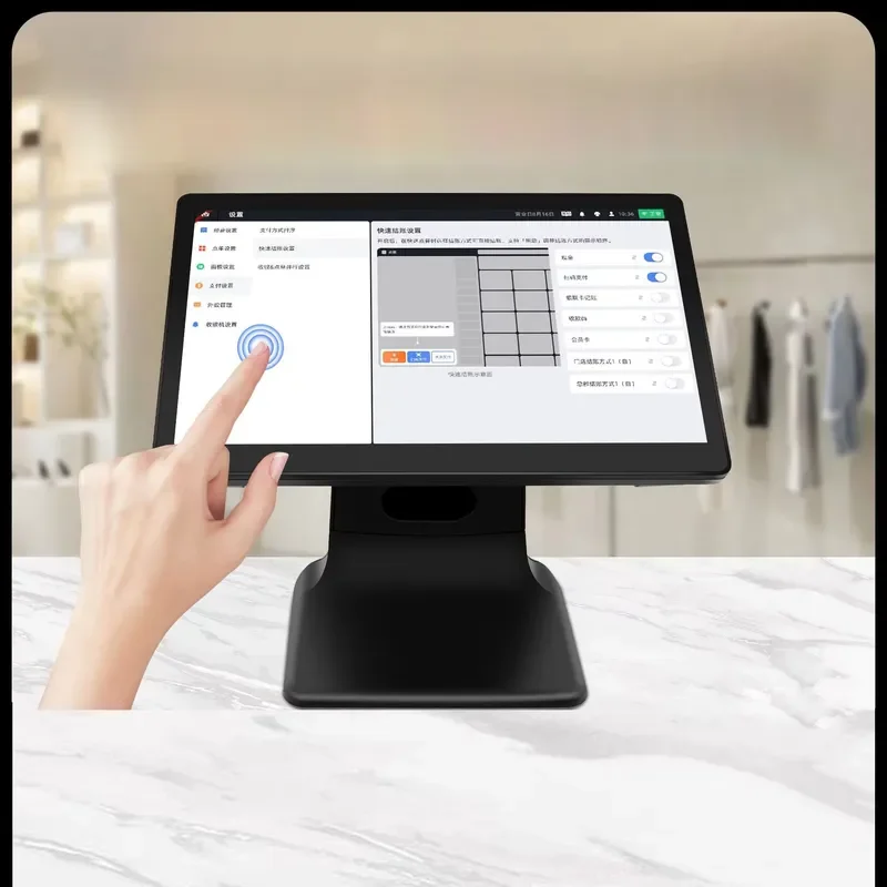 Foldable 15 Inch 4GB 8GB 128GB Wifi BT Ordering System Touch All in One POS Terminal Screen