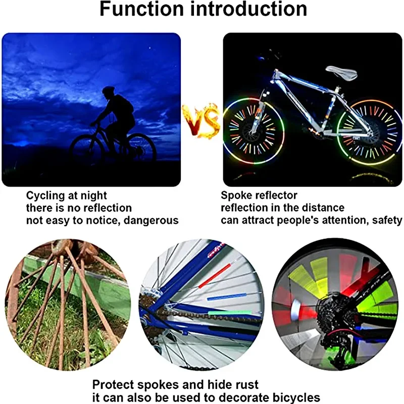 12/24/36PCS Bike Riding Wheel Rim Spoke Mount Clip Tube Waterproof Warning Light Strip Reflector Reflective Outdoor Bicycle 75mm