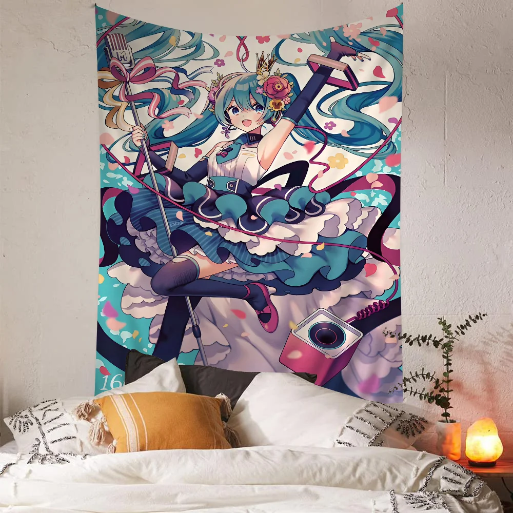 Virtual Idol H-Hatsunes M-MikU Tapestry Art Printing Art Science Fiction Room Home Decor Wall Art Decor