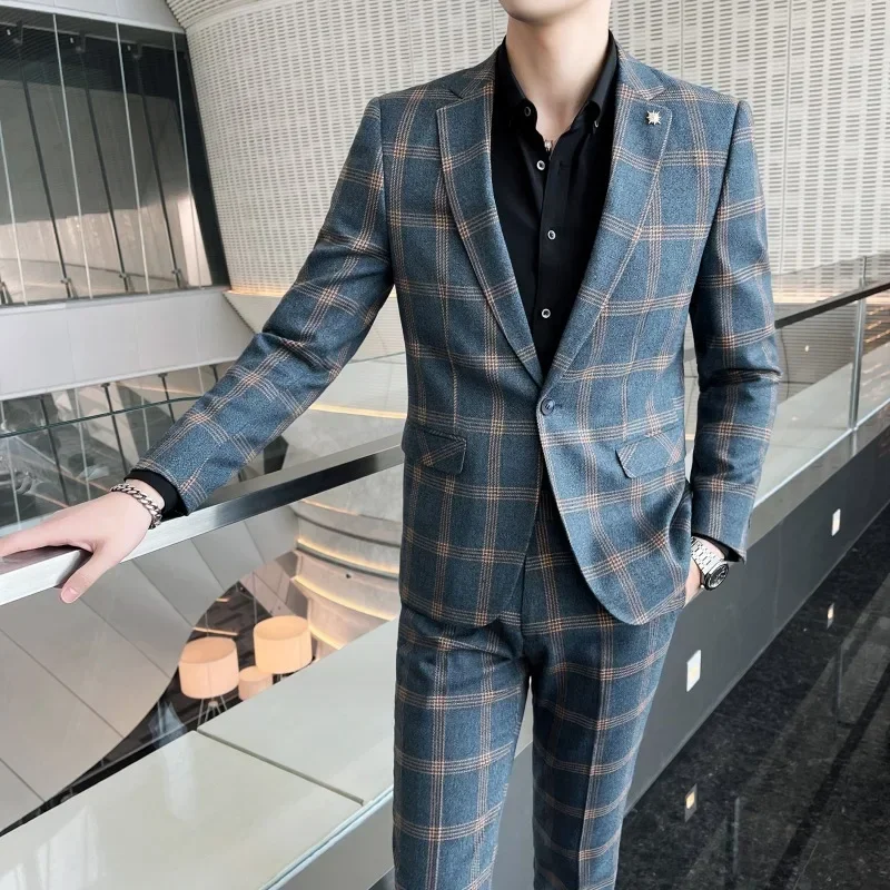 3352  Business casual men's British men's suit versatile two-piece suit