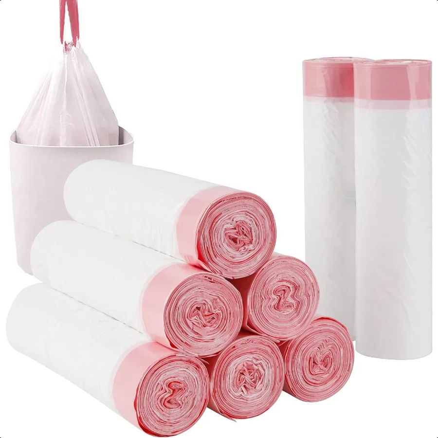 

Пластиковые мешки для мусора на 8 галлонов, 120 шт., черные толстые мешки для мусора на шнурке для офиса, кухни, дома, 22,06 x 25,61 дюйма, белые 8