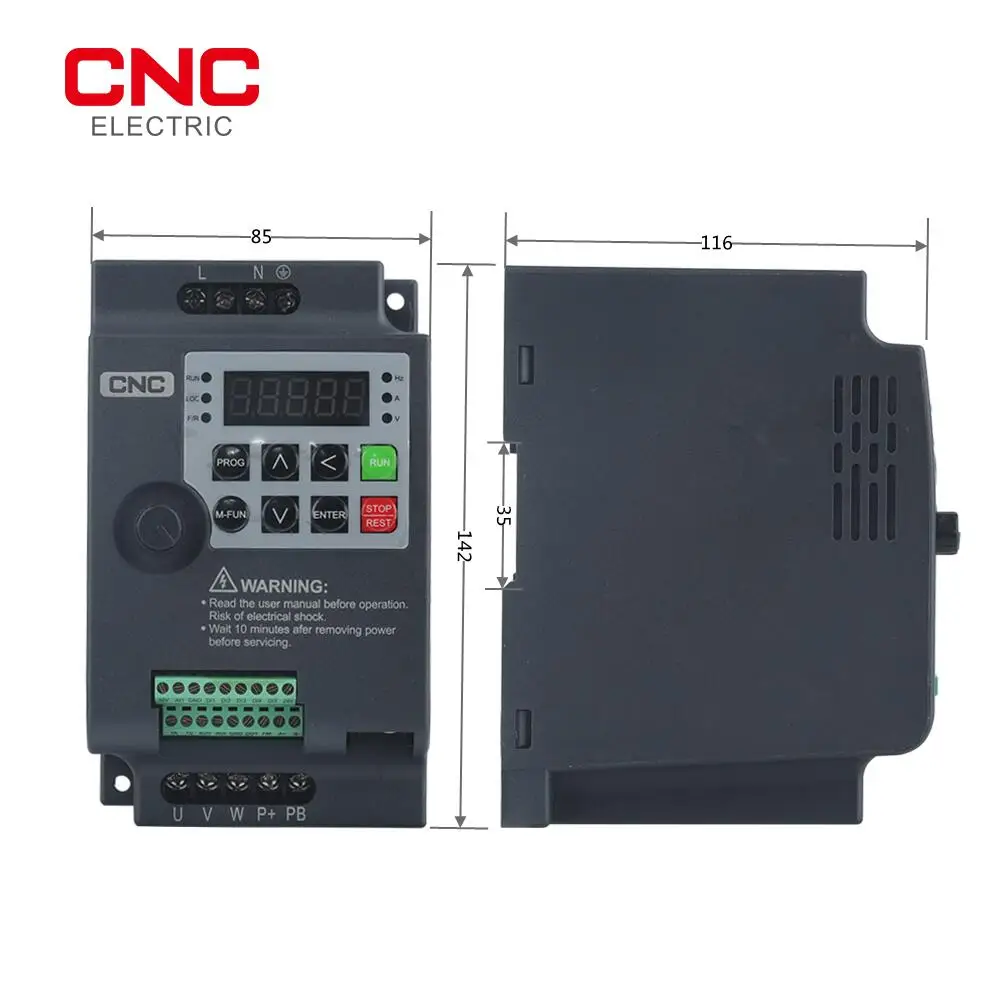 CNC AC 220V/380V 0.7/1.5/2.2KW Variable Frequency Drive VFD Frequency Converter Mini Inverter Speed Controller for 3-phase Motor