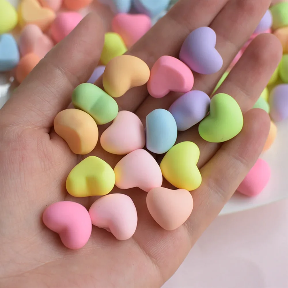 10PCS Kawaii Colorful Love Hearts Flat Back Resin Cabochons For Hairpin Scrapbooking DIY Jewelry Craft Decoration Accessories