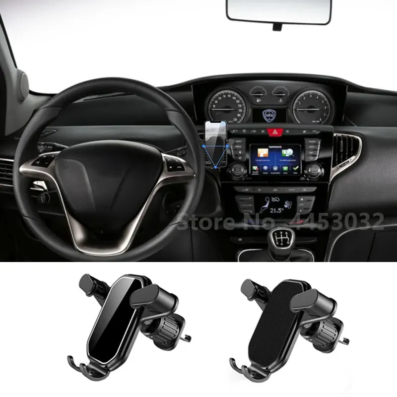 Universal Gravity Car Cell Phone Holder For Lancia Delta STRATOS Y Phedra Thema Ypsilon Air Vent Clip Mount Accessories