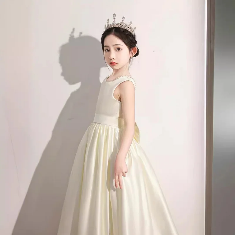 Champagne Princess Dress for Girls High-end Formal Dress Spring Children's Piano Performance Host Costume Flower Girl Wedding