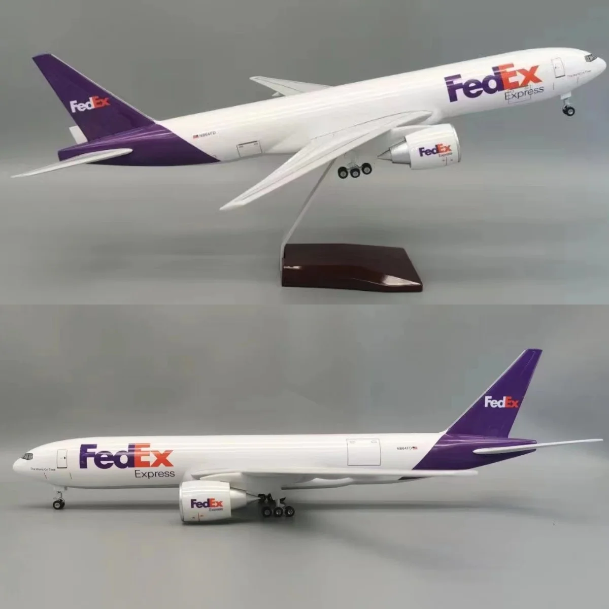 Imagem -02 - Fedex Cargo Airlines Model Toy com Roda Landing Gear Avião de Resina Plástica 47cm 157 Escala 777 B777 B777