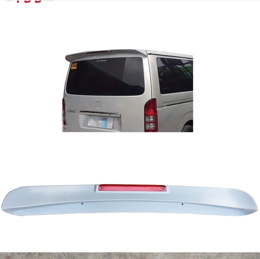 for 2005 06 07 08 09 10 11 12 13 -2017 Toyota  hiace 200 series lip spoiler tail wing ABS material of the top wing get LED light