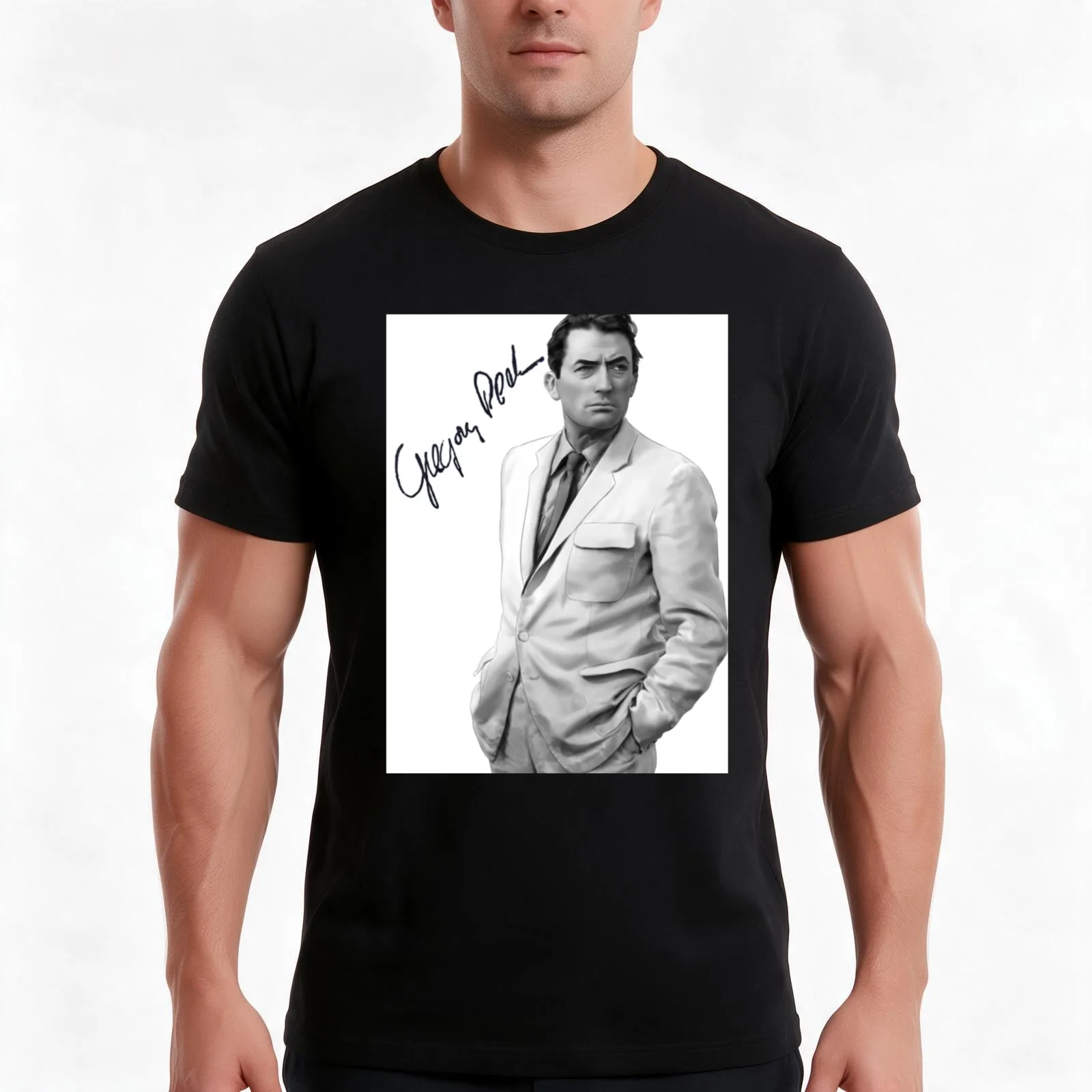 Gregory Peck 6 T-Shirt, Summer Casual Cotton Tee, Oversized Streetwear Tops, Vintage Graphic Print, Loose Fit Short Sleeve