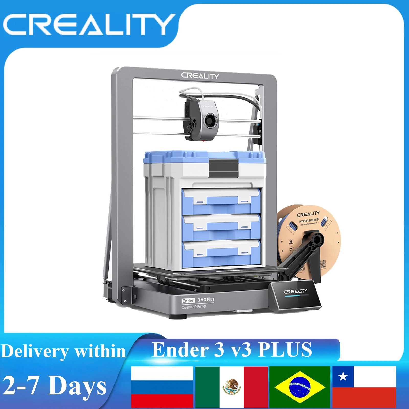 Creality Ender 3 V3 Plus 3D Printer Core XZ Motion System Direct 600mm/S Extruder Auto Load Filament Auto Leveling