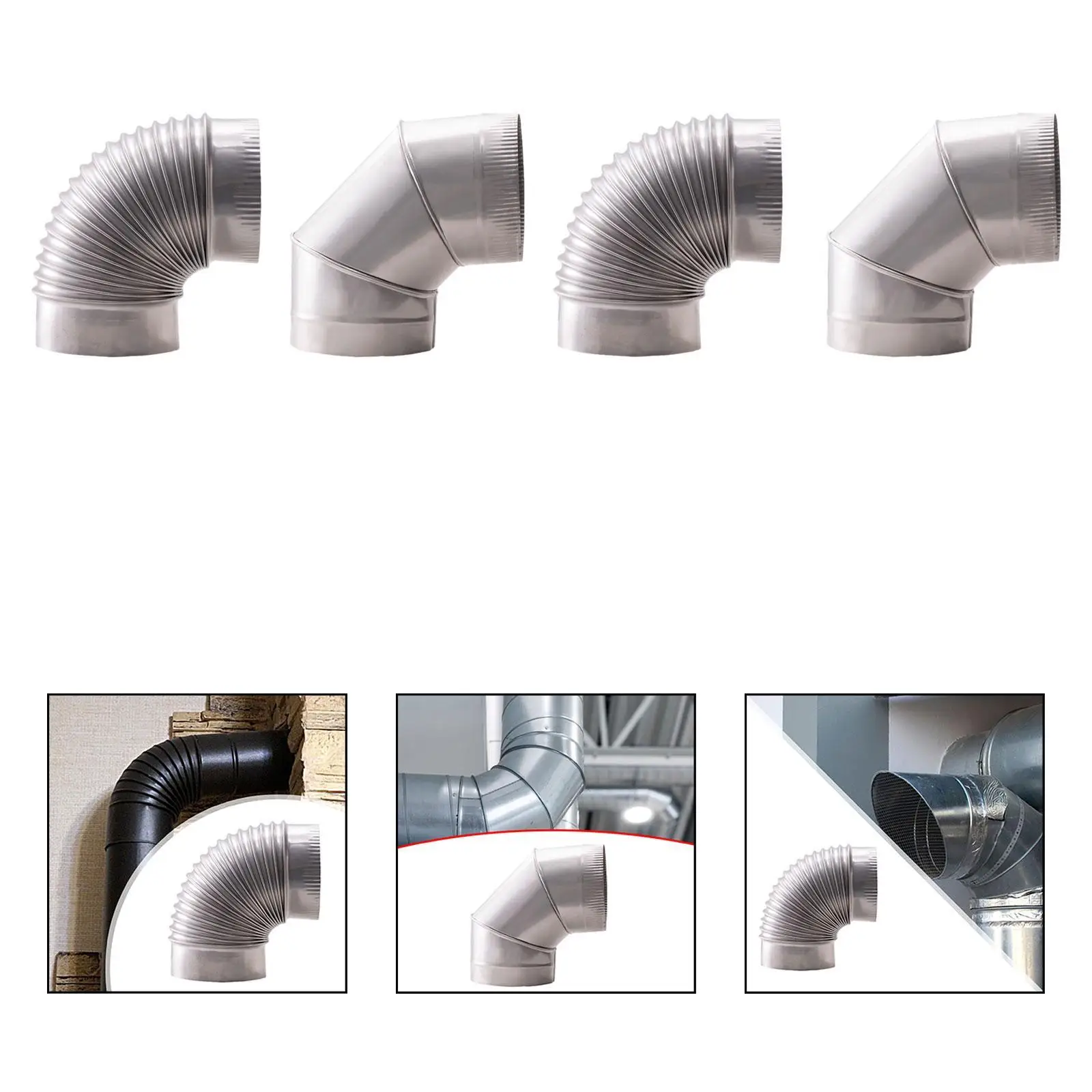 

90 Degree Elbow Stove Pipe Accessory for Chimney Extension Vent Multipurpose