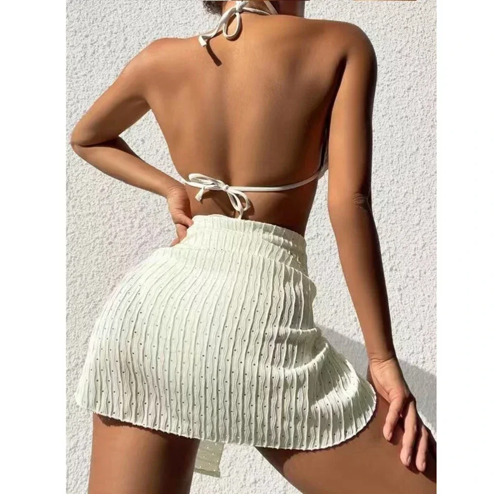 ชุดบิกินี่เซ็กซี่ ชุดว่ายน้ำผู้หญิง บิกินี่ทรงสามเหลี่ยมแบบผูกคอ บิกินี่ดันทรง ชุดคลุมชายหาด ชุดว่ายน้ำ 3 ชิ้น ชุดว่ายน้ำผู้หญิงเซ็กซี่ บิกินี่