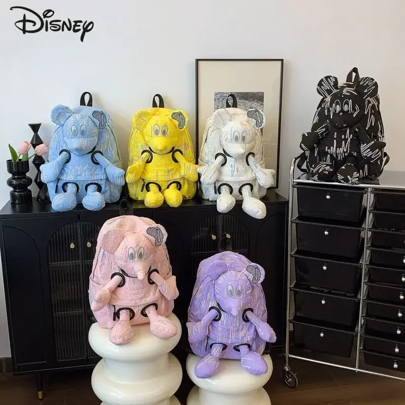 

Disney Mickey 2025 New 3D Doll Bag Fashion High Quality Women's Backpack Cartoon Large Capacity Multi Functional Travel Backpack