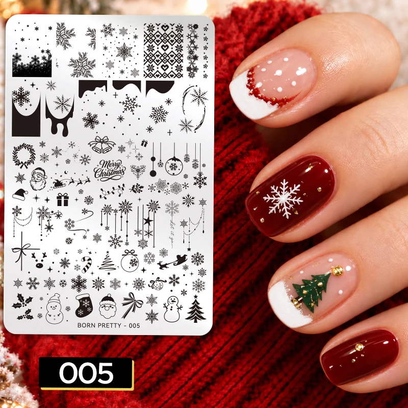 BORN PRETTY Lace Flower Letters Nail Stamping Plates Stainless Steel Pattern Nail Art Template Christmas Snowflakes Nail Design
