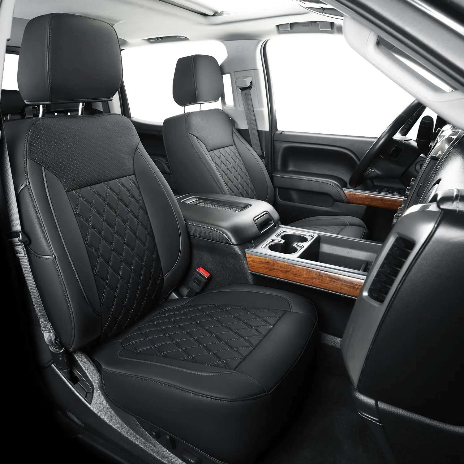 

Silverado/Sierra Seat Covers for 2019-2025 Silverado/Sierra 1500, 2020-2025 2500HD 3500HD Crew Regular Double Cab(Black 2 pcs)