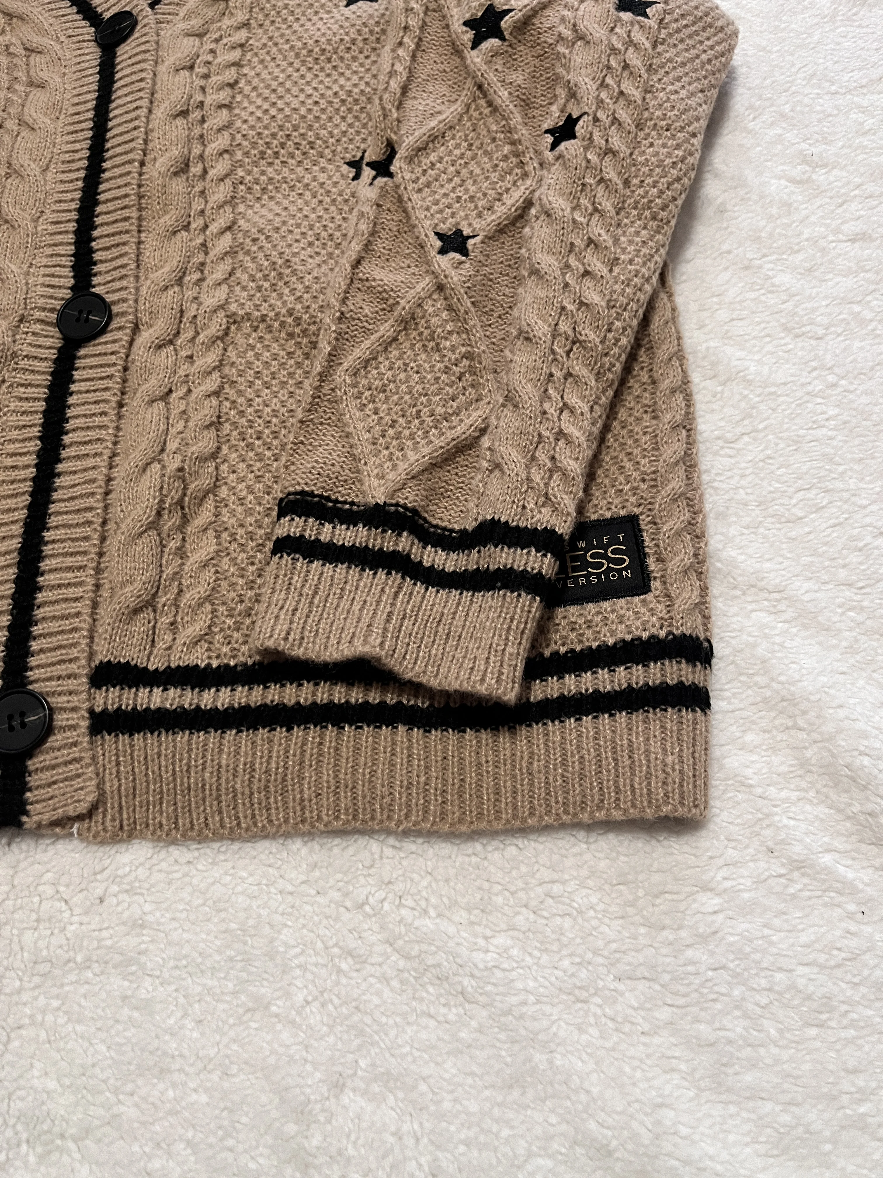 سترة TS Cardigans Fearless مع تطريز على شكل نجمة للنساء، سترة مريحة كبيرة الحجم للجنسين هدية عيد الحب تايلور