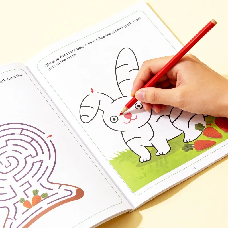 Un divertido libro de dibujo de laberintos para niños para mejorar la capacidad de control del lápiz y el pensamiento lógico de los niños, 32 páginas de patrones de laberintos