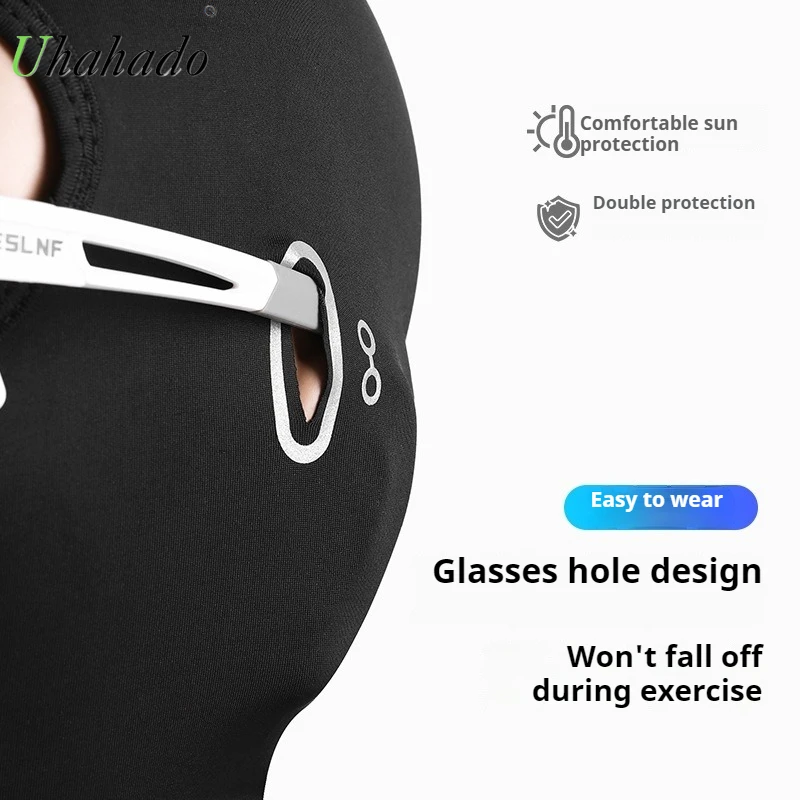 أغطية رأس واقية من الشمس لركوب الدراجات النارية من الحرير الجليدي لكامل الوجه مع قناع فتحة النظارات للربيع والصيف للرجال والنساء مقاوم للرياح