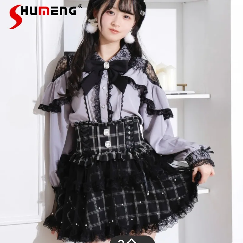 

Women's Japanse Daily Wear Long Sleeves Blouse Lolita Soft And Comfortable Off-the-shoulder Big Bow Shirt Five Colors Can Choose