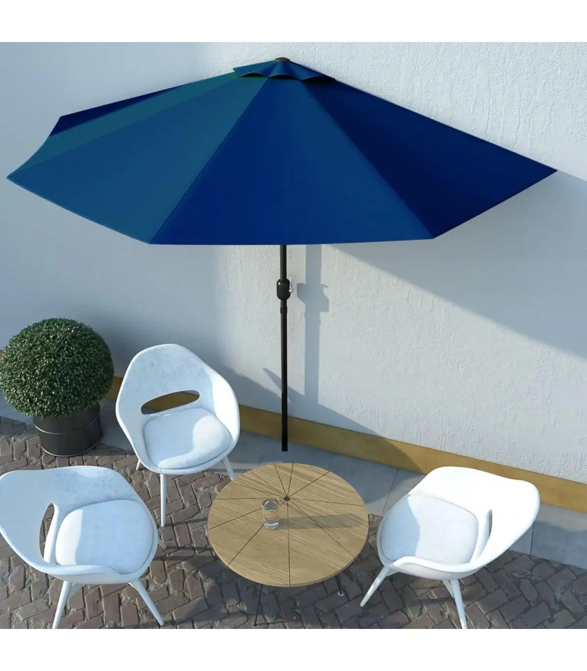 Parasol balcony semi-circular umbrella stick aluminum Blue 300x150x253 cm