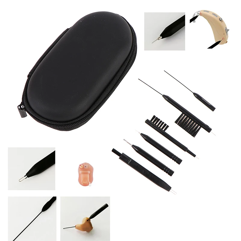 △ 8Pcs Hearing Aid Cleaning Kit Brush Vent Cleaner Wire Magne Wax Loop Tools Set