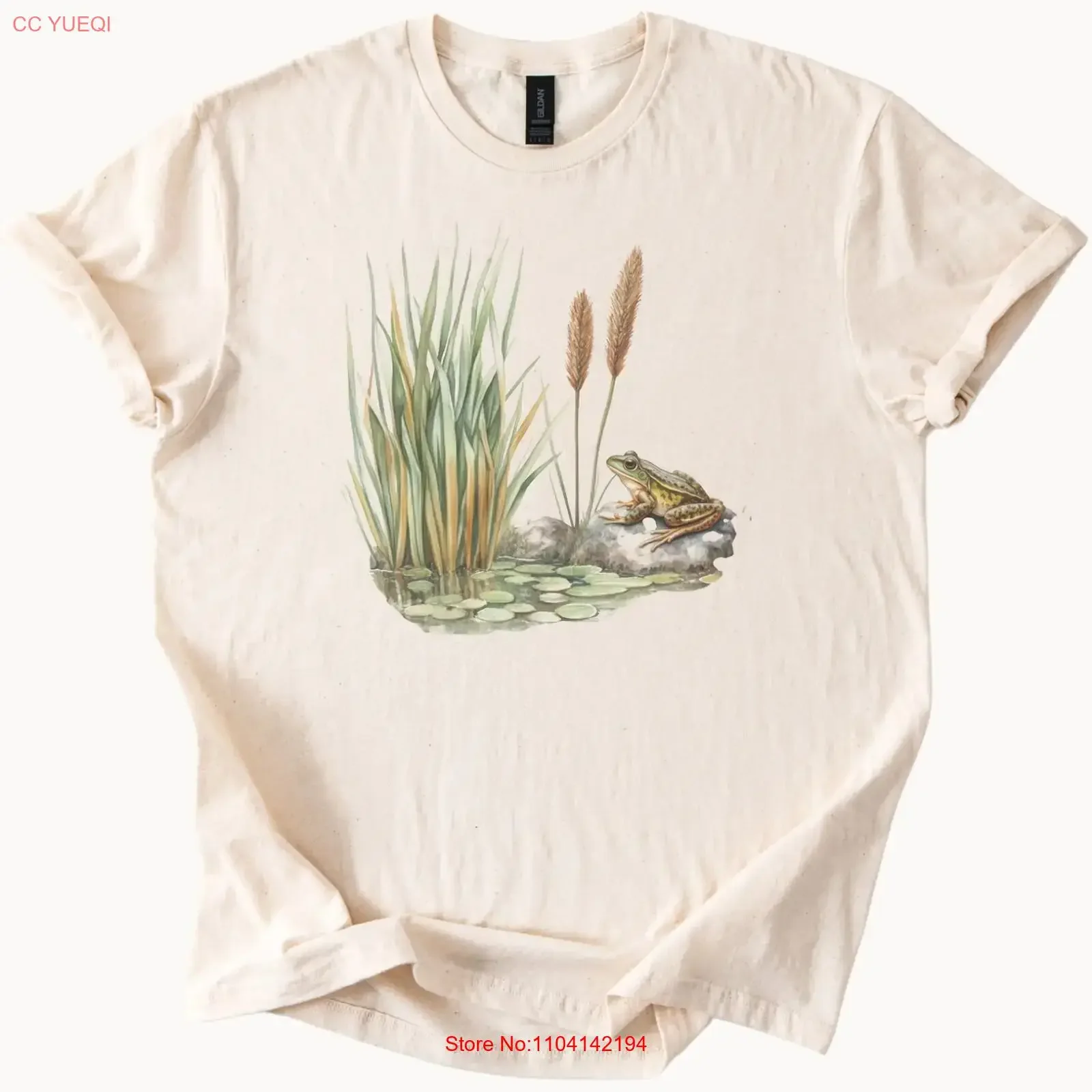 Wetland Frog and Reeds T Shirt Nature Inspired Pond Life a vintage Washed Versatile homme Comfortable Unisex Slightly