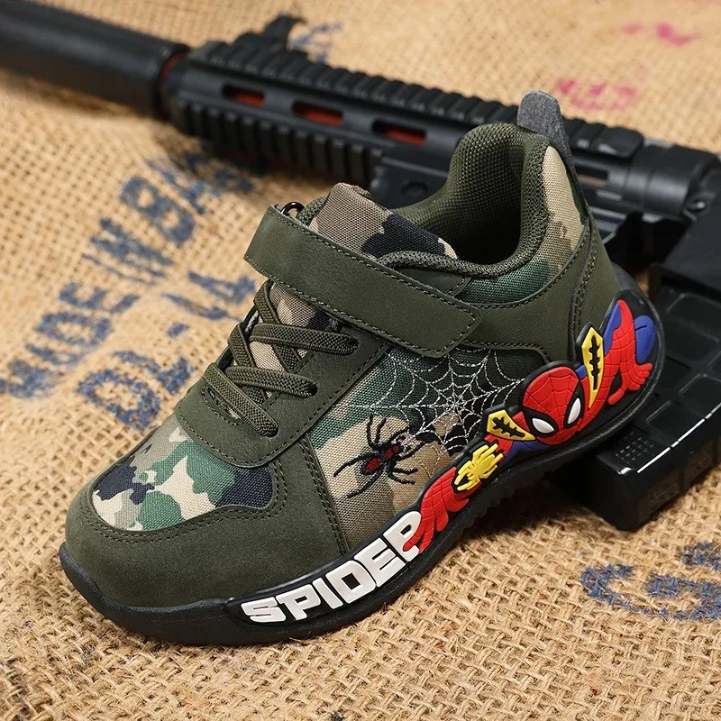 

2025 Boys Sports Shoes Breathable Mesh, Camouflage Spider-Man Sneakers for Kids School Running