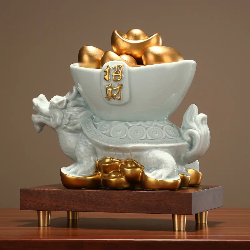 HYS ceramic cornucopia dragon turtle ornament home TV cabinet office Bogu frame decoration entrance living room modern