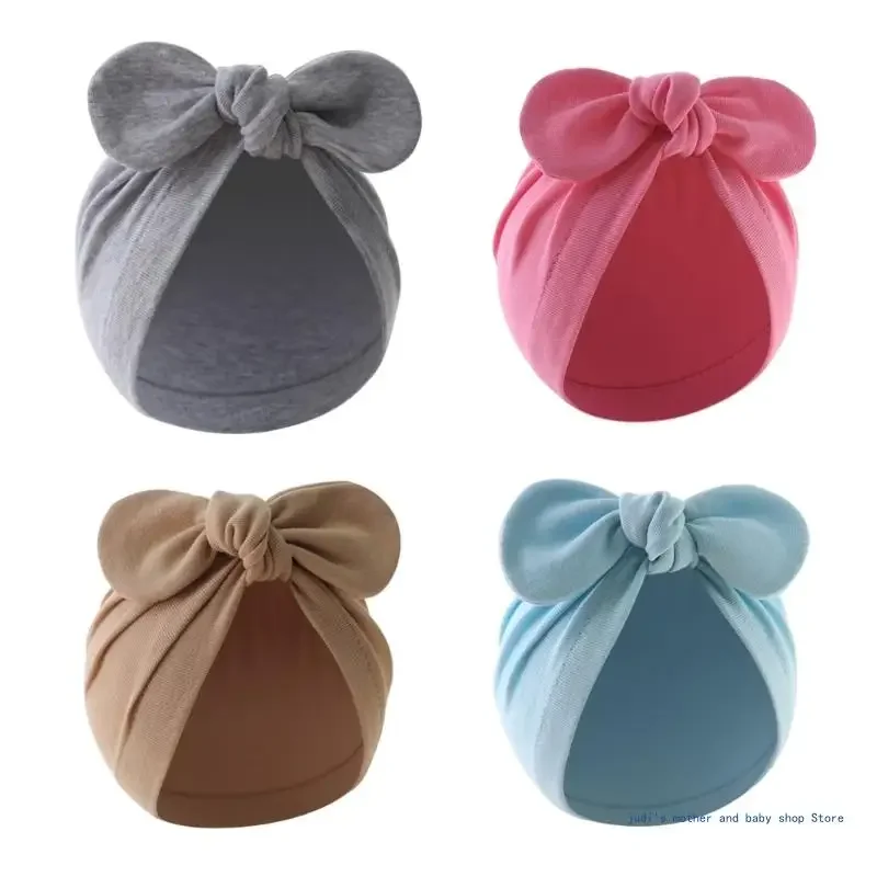 Baby Bowknot Beanie Hat Large Bow Turban Hat for Newborn Boys Girl 0-12M Soft Breathable Headdress Universal Photo Hat
