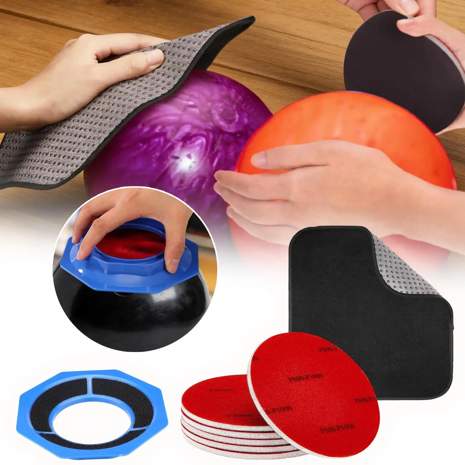 

8PCS Bowling Polishing Pad With Cleaning Cloth Frosted Paper Bowling Ball Sanding Accessories Deep Cleaning Supplies Tools