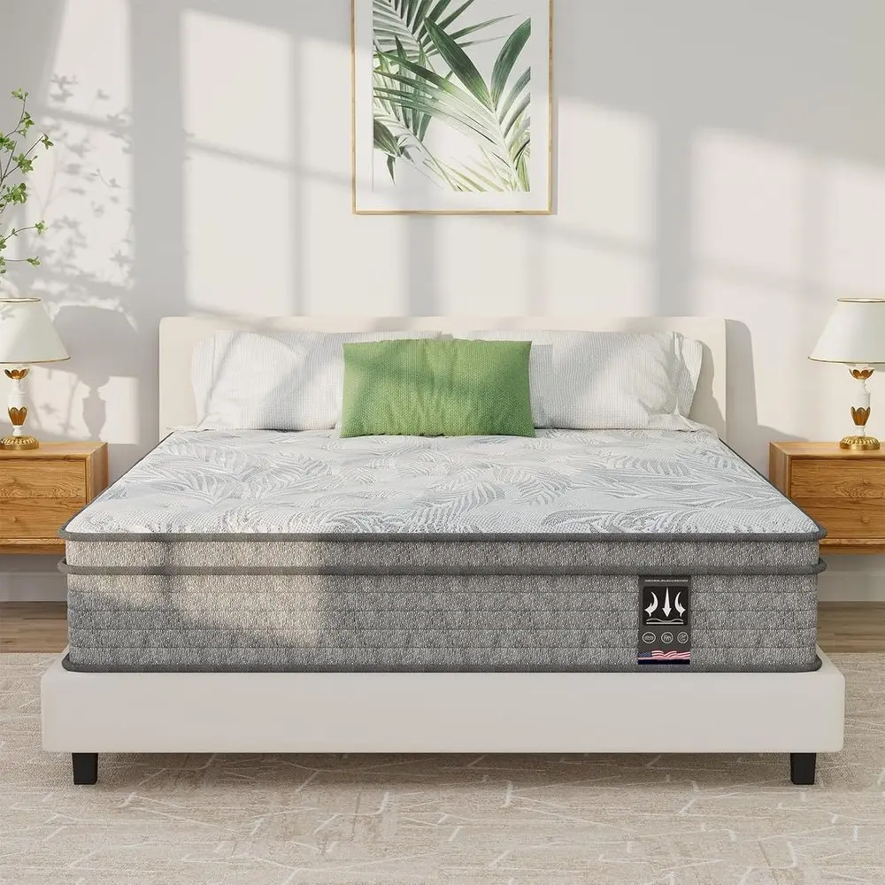 

14 Inch Medium Firm Hybrid Mattress with Gel Memory Foam and Pocket Springs, Queen Size, Pure Relief, Motion Isolation, Grey