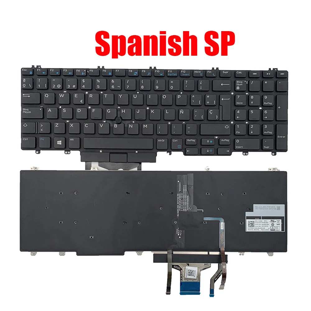 Imagem -02 - Dell-teclado Retroiluminado para Precision Eua sp Reino Unido 7530 7540 7730 7740 0266yw 266y27wn 0krg22 Inglês Espanhol Novo