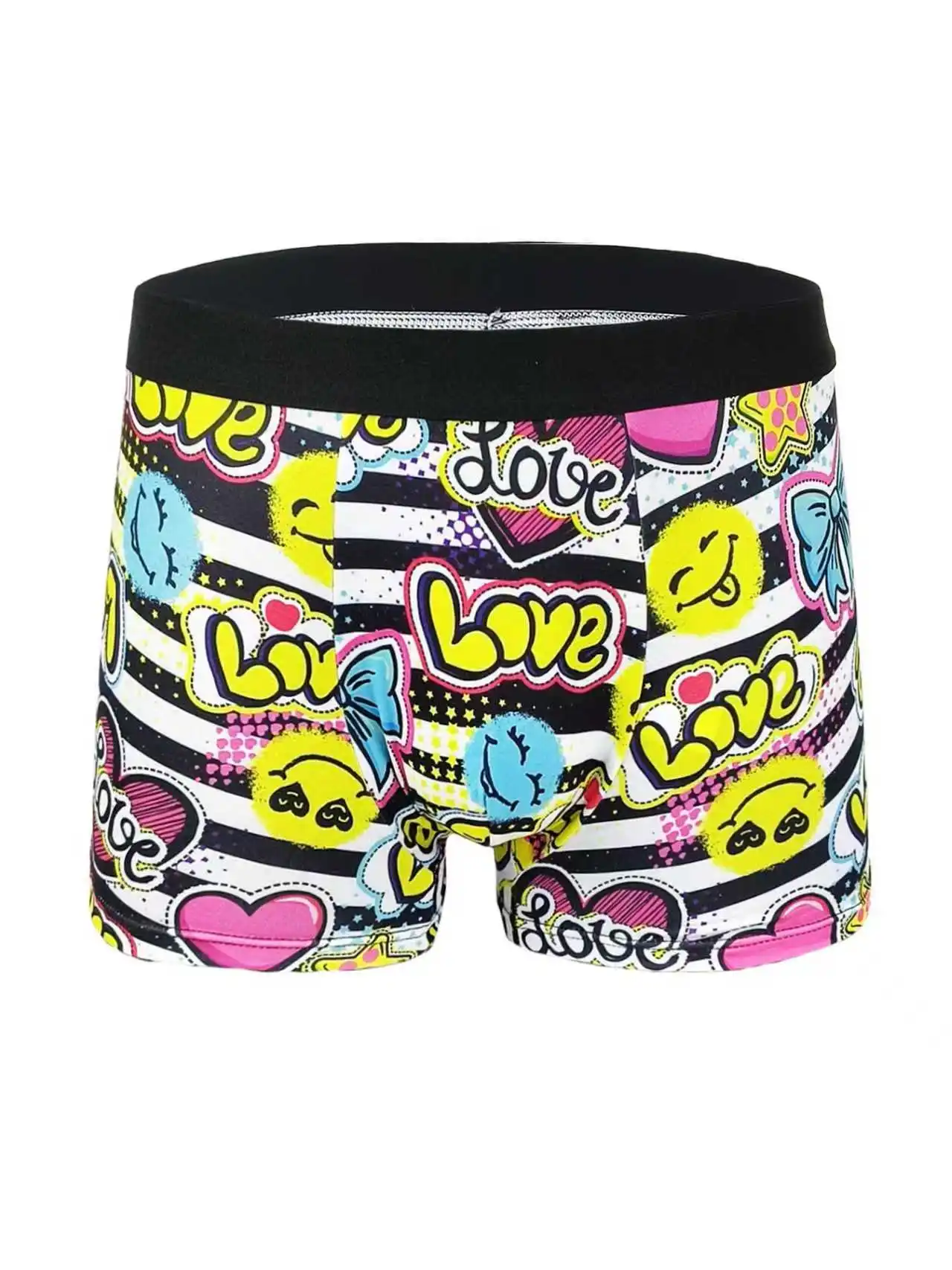 5pcs Random Men's Fun Graffiti Printed Boxer Shorts Random Trendy, Personalized, Comfortable and Breathable Four-Corner Pants