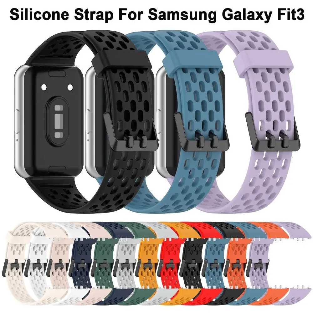 삼성 갤럭시 Fit3에 대한 새로운 교체 실리콘 시계 스트랩 통기성 스마트 팔찌 시계 액세서리 시계 밴드