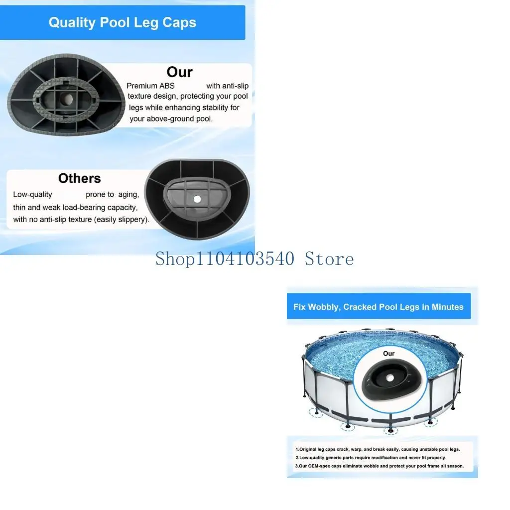 02DC Heavy Duty ABS Plastic Pool Leg Caps Replacement Set of 2 Frame Pool Stabilizers for 16Ft 18Ft Frame Pools