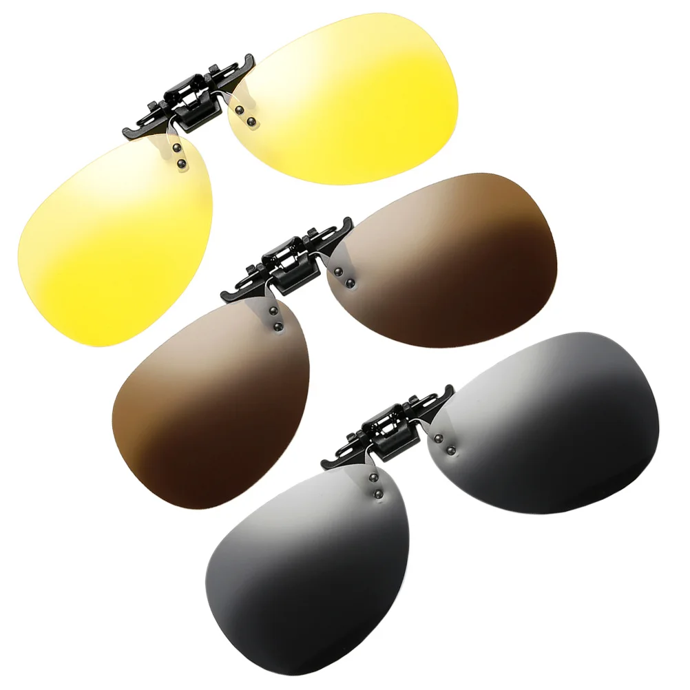 

3Pcs Clip-on Sunglasses Pieces Durable Stylish Lightweight Anti-Glare Protection for Men Women Outdoor Activities