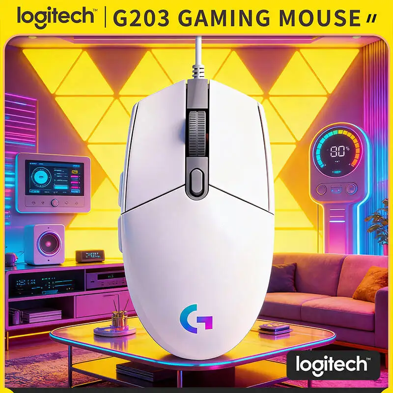 

Logitech G203 Gaming Mouse, High Performance Optical Mouse, RGB Color Wave, 6 Programmable Buttons, Plug & Play