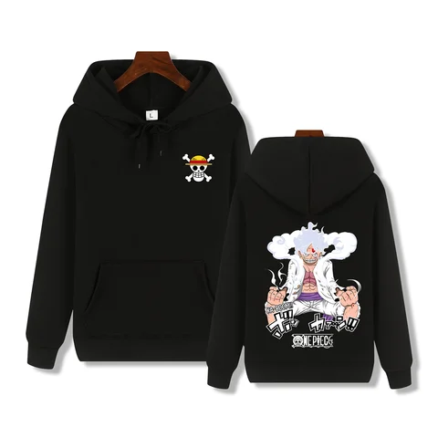 남성용 고급 품질 후디, 원피스 루피 프린트, 가을 및 겨울, 두껍고 따뜻한 기본 심플 재킷