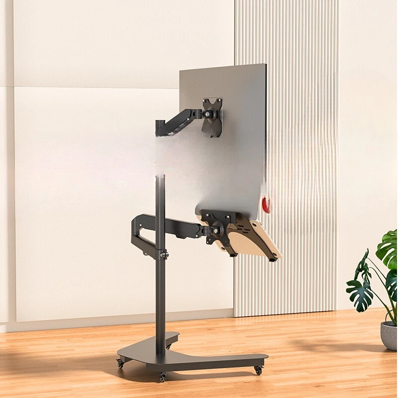 

Universal monitor lifting and heightening wheeled mobile cart computer notebook integrated lazy bracket standing office