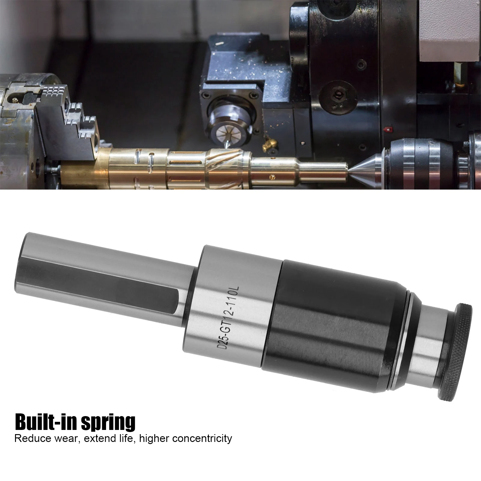 Collet Chuck Holder Straight Shank Overload Protection Tapping Telescopic Buffer D25‑GT12‑110L CNC Lathe Tapping Holder