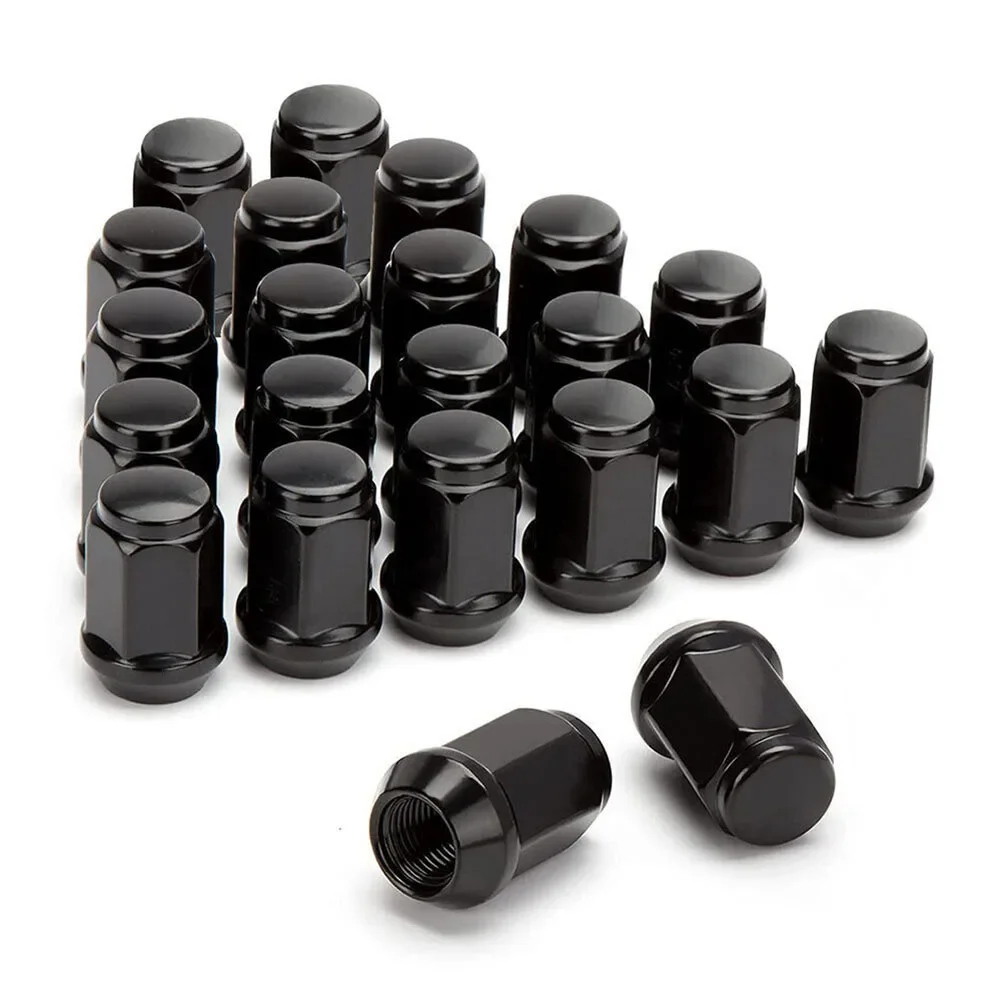 24pcs Car Wheel Nuts 1.25 Wheel Nuts Black Lug Nut Socket For LandCruiser Prado For Ford High Universality Fitment Car Accessory